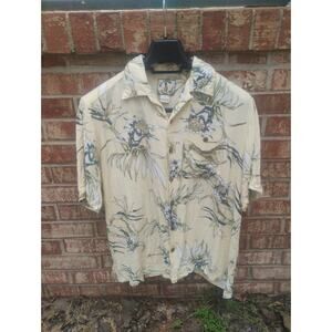 Vintage IVY CREW Island Wear Hawaiian Shirt Mens M Tropical Floral Spring Beach